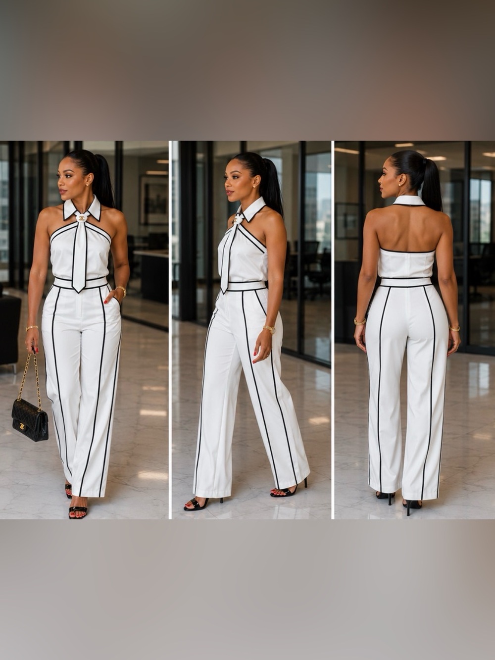 NOYIUS Two-Piece Contrast Trim Set NWT - Picture 4 of 5